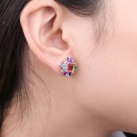 Tourmaline Ruby Silver Earrings - IDiamond