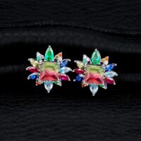 Tourmaline Ruby Silver Earrings - IDiamond
