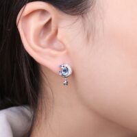 Moon Topaz Sapphire Silver Earrings - IDiamond