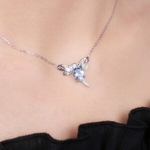 Dragonfly Topaz Spinel Silver Necklace - IDiamond