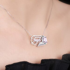 Geometric Cubic Zirconia Silver Necklace - IDiamond