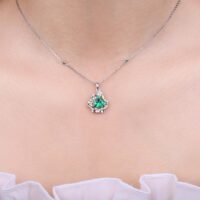 Triangle Emerald Silver Necklace - IDiamond