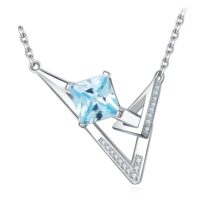 Geometric Cubic Zirconia Spinel Silver Necklace - IDiamond