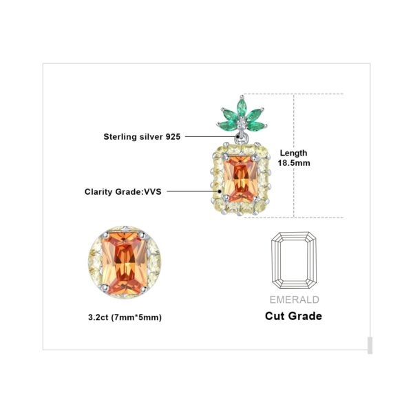 Pineapple Emerald Silver Earrings - IDiamond