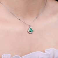Triangle Emerald Silver Necklace - IDiamond
