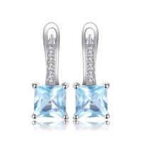 Square Topaz Silver Earrings - IDiamond