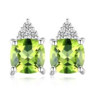 Square Peridot Silver Earring - IDiamond