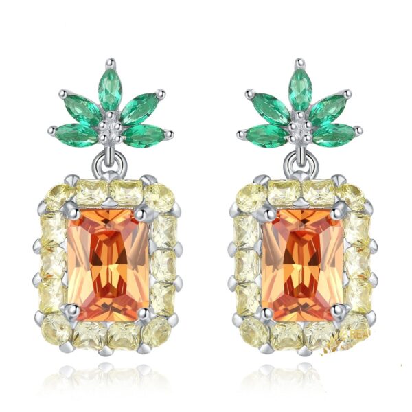 Pineapple Emerald Silver Earrings - IDiamond