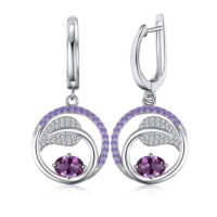 Round Sapphire Silver Earrings - IDiamond