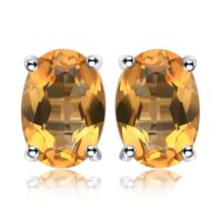 Oval Citrine Silver Earrings - IDiamond