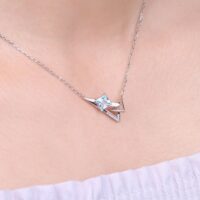Geometric Cubic Zirconia Spinel Silver Necklace - IDiamond