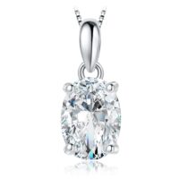 Oval Moissanite Silver Pendant - IDiamond