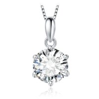 Round Moissanite Silver Pendant - IDiamond