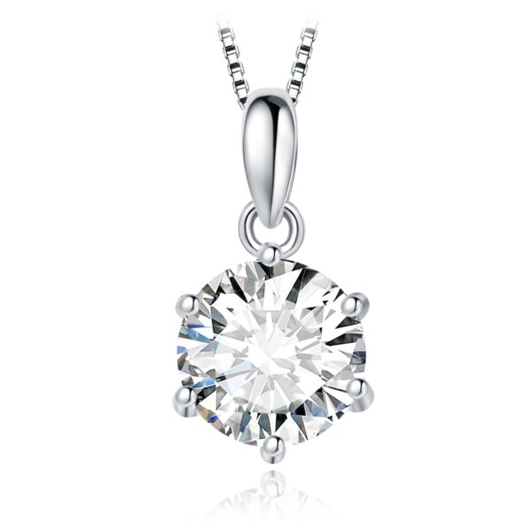 Round Moissanite Silver Pendant - IDiamond