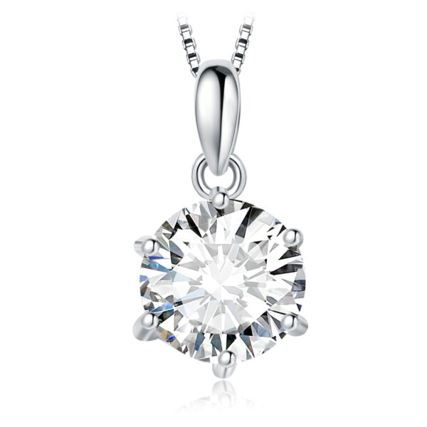 Round Moissanite Silver Pendant - IDiamond