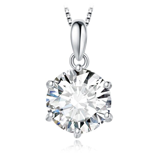 Round Moissanite Silver Pendant - IDiamond