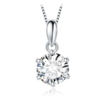 Round Moissanite Silver Pendant - IDiamond