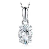 Oval Moissanite Silver Pendant - IDiamond